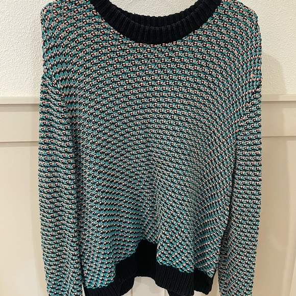 COS Crew Neck Knit Women's Sweater Teal And Peach Size Small - Picture 1 of 8